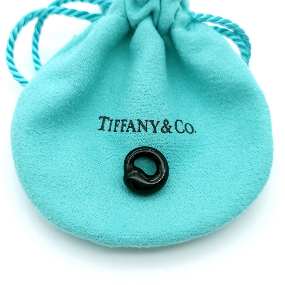 Tiffany & Co. Elsa Peretti Black Jade Carved 11" mm Small Eternal Circle Pendant